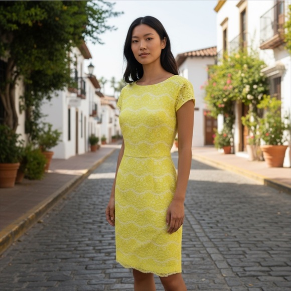 Lulu's Darling Marissa Lace Sheath Dress Lime Green - Picture 1 of 12
